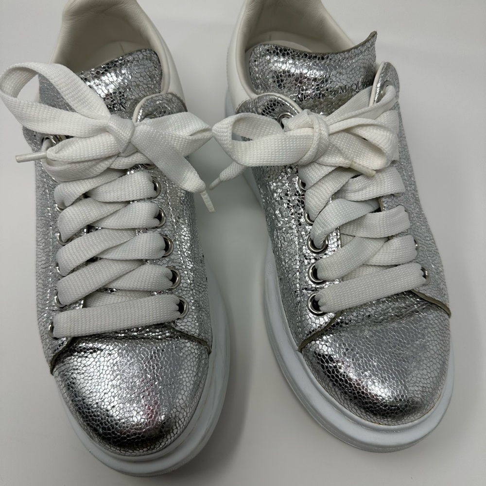 Alexander McQueen Silver and White Women's Sneakers
